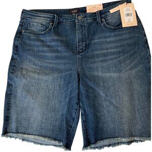 NWT NYDJ Denim Fringed-Hem Shorts - Blue/Caliente - Size 16P Petite